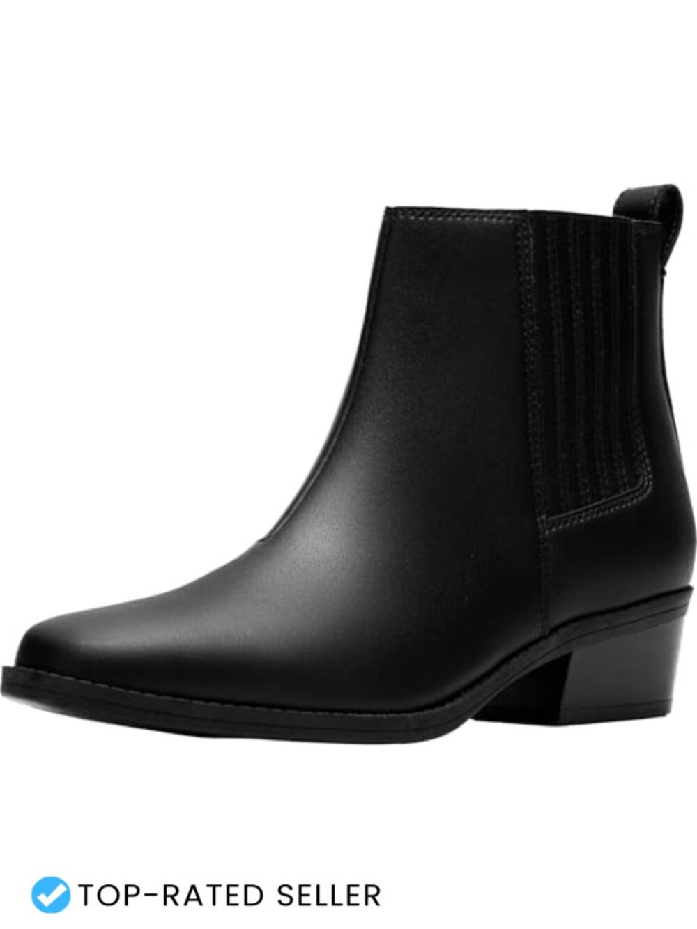 Women's Leather Ankle Chelsea Boots with Comfort Foam Footbed and Block Heel